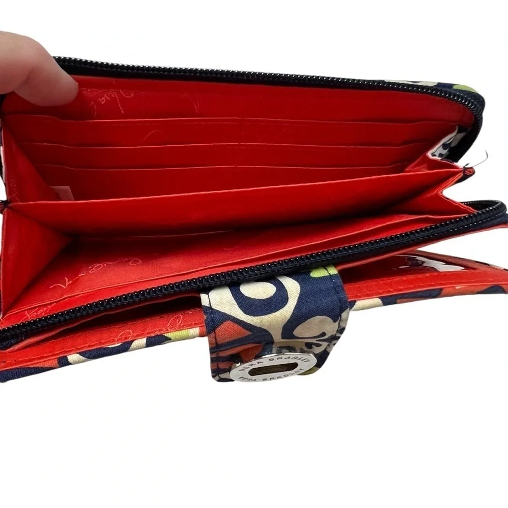 Vera Bradley Twist Lock Wallet Sun Valley Retired Orange Navy | Cards ID Casual
